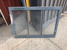 c1920 three pane transom window frame sash 34”x 24.5” x 1.25” - 20” x 10 glass