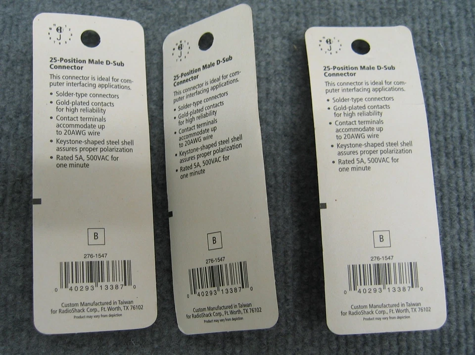 RADIOSHACK 276-1547 25-POSITION MALE D-SUB CONNECTOR SOLDER TYPE CONNECTORS - Image 2 of 2