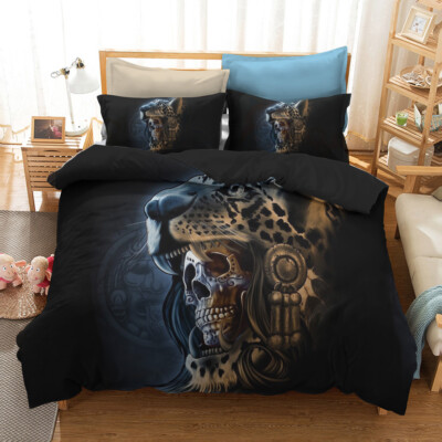3D Skelett Leopard Kunst Quilt Cover Set Bettwäsche Sets Kissenbezüge 64