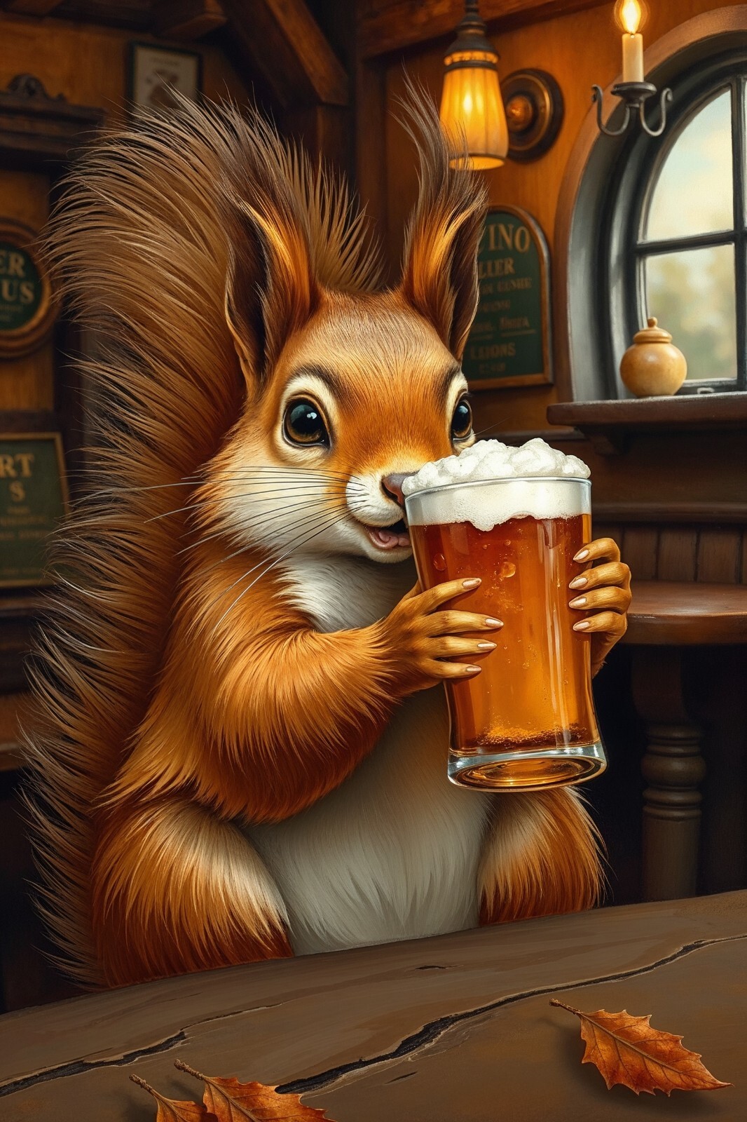 Squirrel Beer Pub Fantasy 4x6 Premium Photo Art Print  
