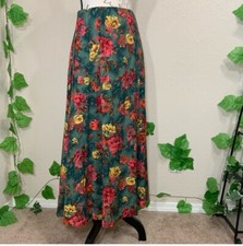 Vintage 90 s Green Floral Ankle Skirt Fairy