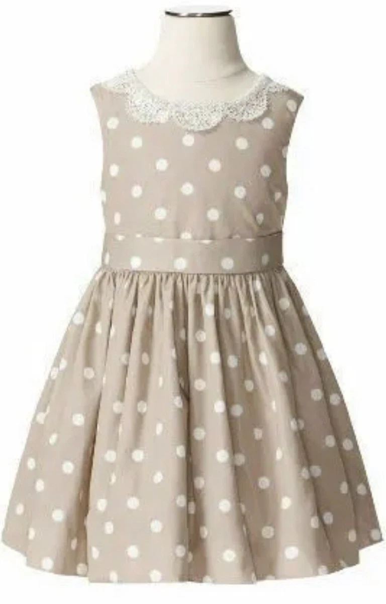 Taupe and white polka dot dress cheap