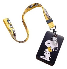 Snoopy Standing Holding Woodstock Lanyard Keychain with ID Holder