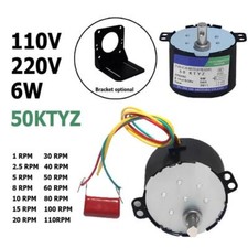 AC 6W 1-110rpm/min 50KTYZ Permanent 110V Magnet CW/CCW Synchronous Motor 220V