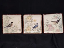 Somerset Song by Susan Winget Collectible Stoneware Bird Salad Plates lot of 3