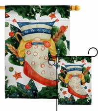 Winter Sock Gnomid Garden Flag Gnome Decorative Small Gift Yard House Banner
