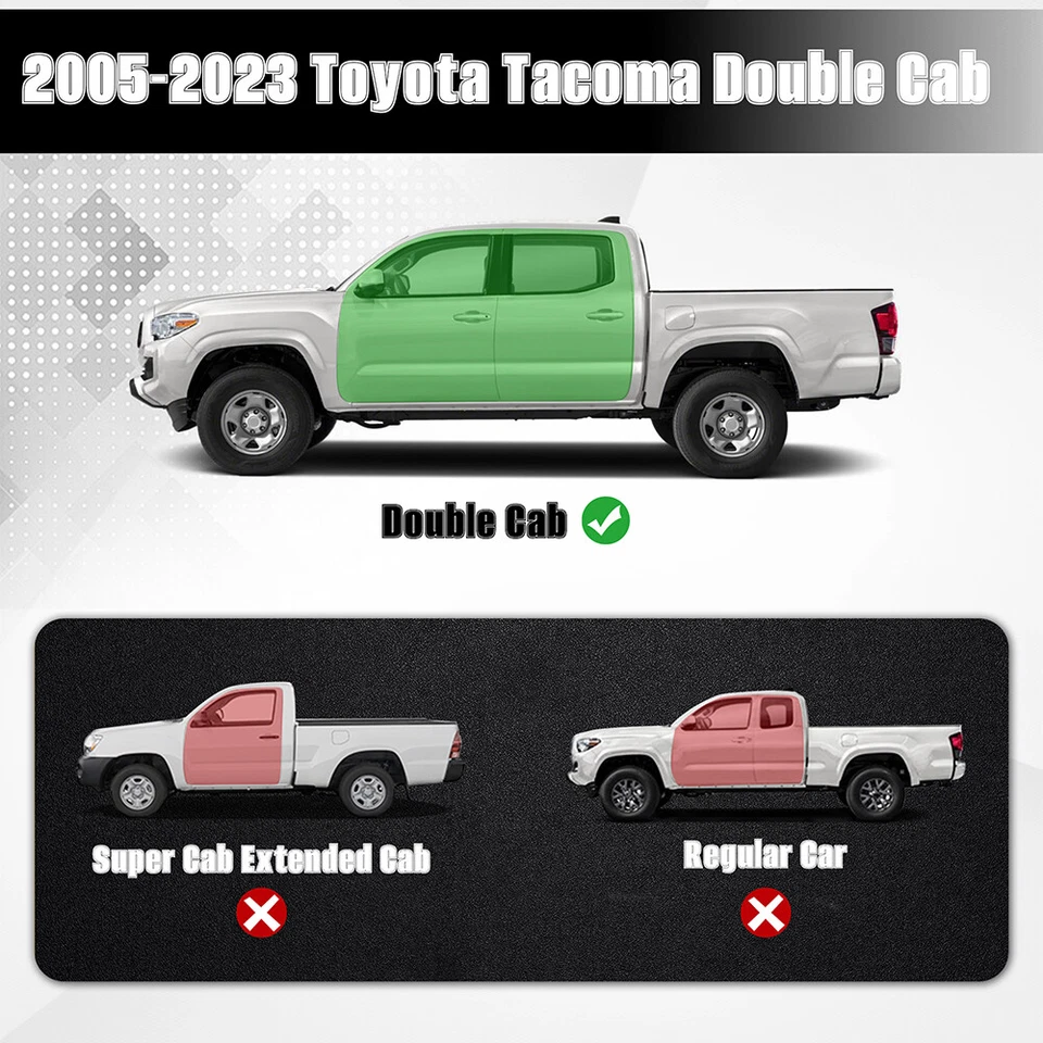 estriberas Drop para Toyota Tacoma 2005-2023 doble cabina barras laterales de acero Foto 3 de 4