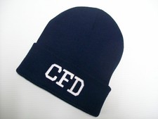 Chicago Fire Department Hat White Block Letter Beanie Navy 12"