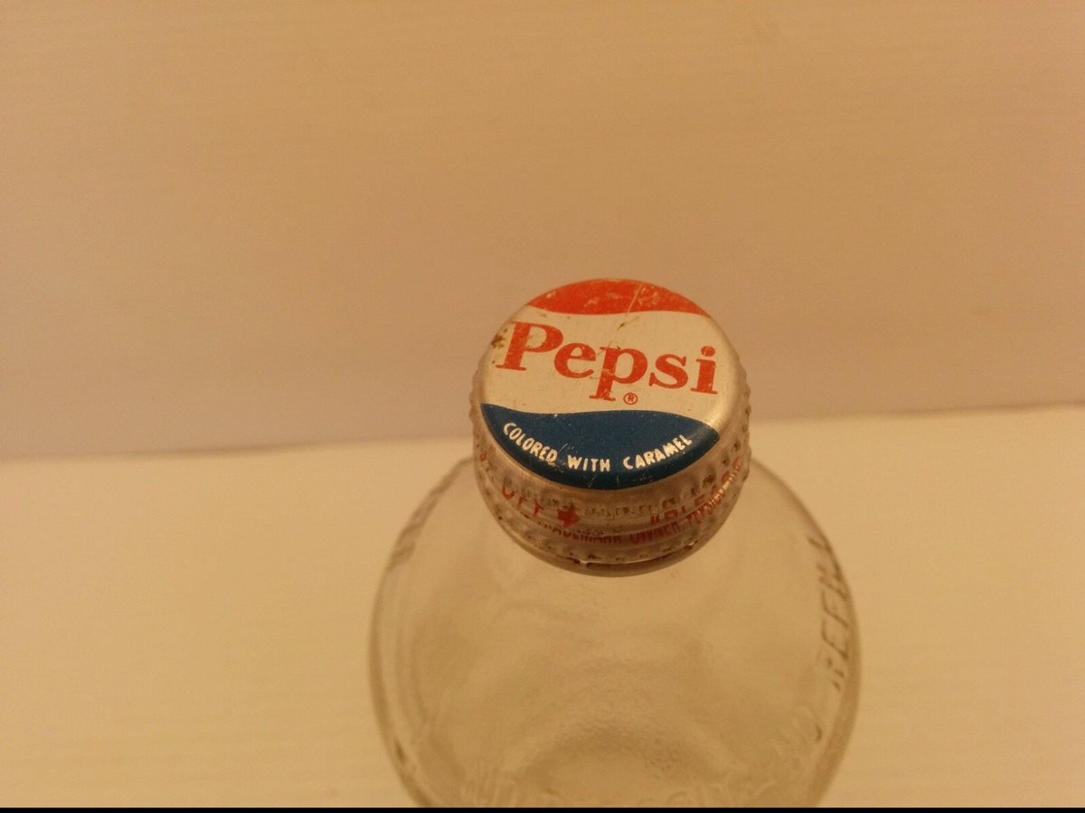 VINTAGE PEPSI-COLA BOTTLE WITH SCREW ON CAP, EMBOSSED LOGOS