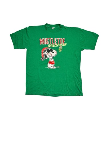 Vintage Snoopy Christmas Mistletoe Madness Kisses T-Shirt Vintage 1971 Schulz XL