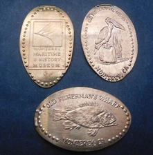 Pacific Grove,Ca. - Candy World - Three Retired Copper Elongated Pennies