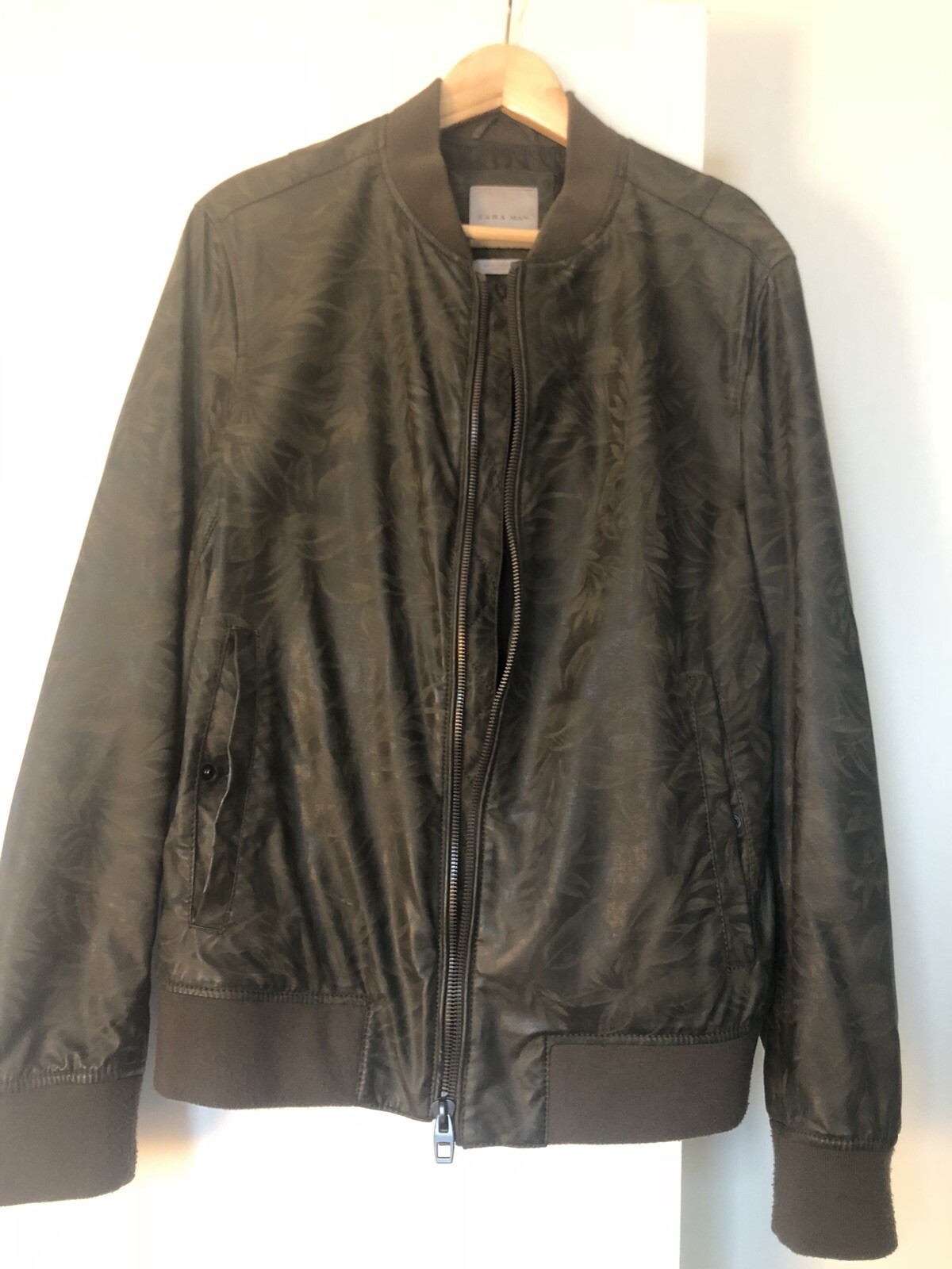 Zara Basic Bomber Jacket w/Print(leather like) Si… - image 2