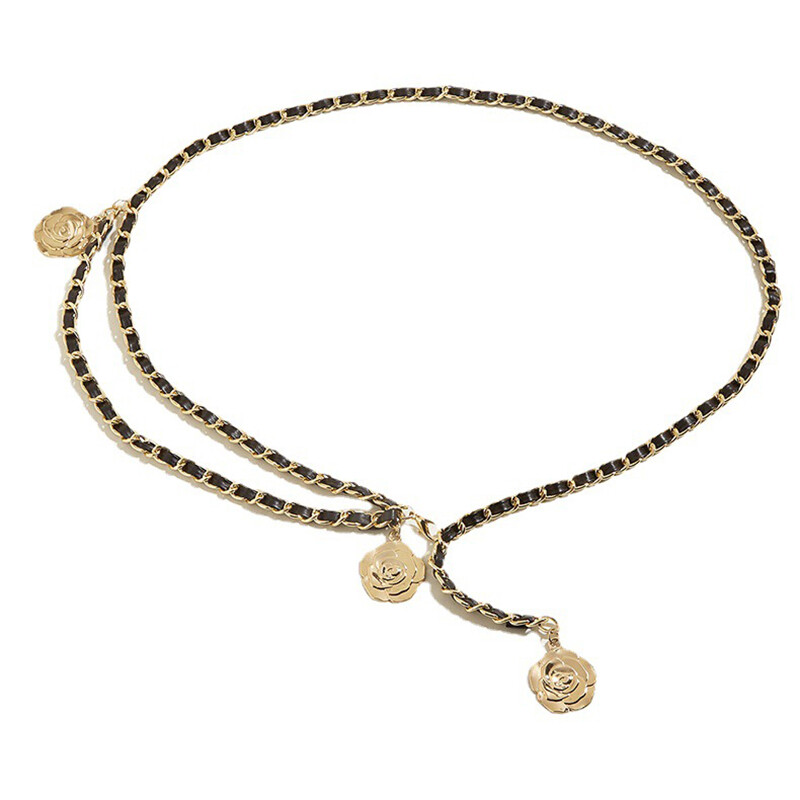 Gold Sun Belt Aellinatey Elegant Waist Chain Flower Decorative