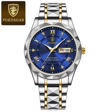 Men's Quartz Watches 3 ATM Waterproof Luminous Stainless Steel Date Wristwatches