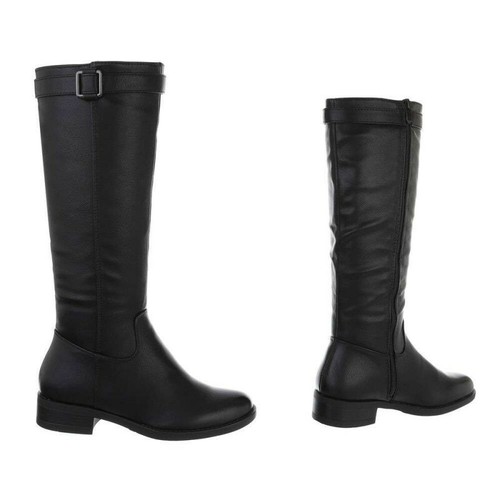 Stivali ecopelle neri scarpe donna tacco basso comodo mezza gamba stivaletti  | eBay