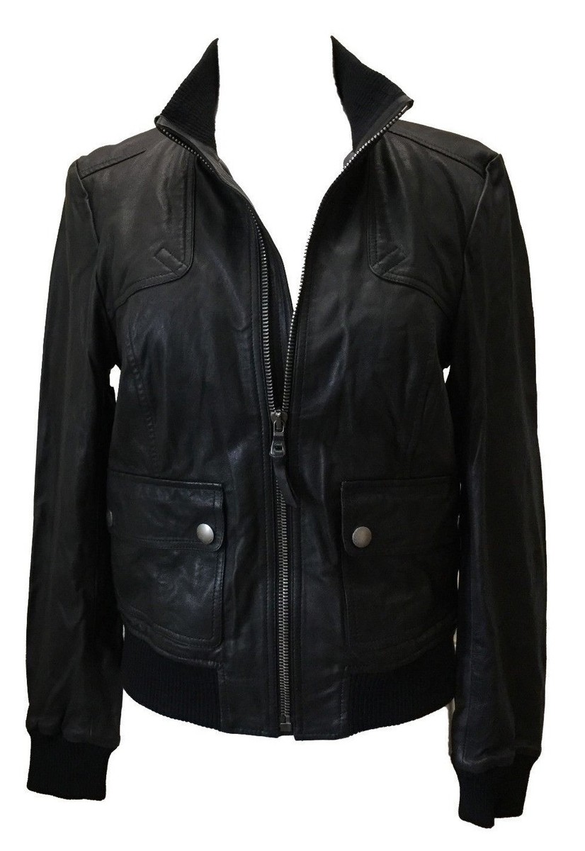 Coach Leather Bomber Jacket, Women's Lamb Leather, Lined, Black