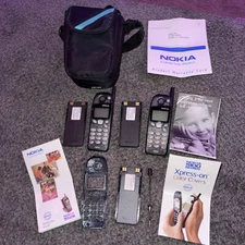 Lot Of 2 Vintage Nokia Phones & Extras 5160i 5185iVB Rare Cellphone Collectors