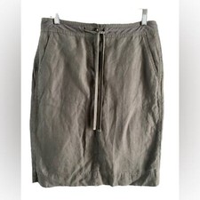 Talbots Women's 6 Pure Irish Linen Green Drawstring Skirt Preppy Work Academia