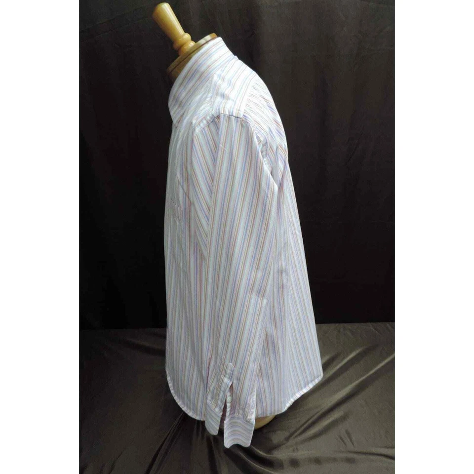 Arnold Zimberg Hombre Talla 17.5/34 Manga Larga Botón Delantero Multicolor Rayas Foto 3 de 4