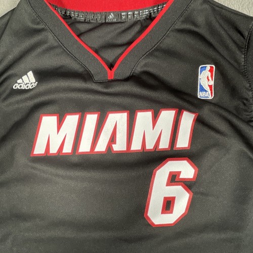 Adidas Miami Heat Lebron James V Neck Jersey #6 Boy’s Size XL (18-20) - Picture 5 of 12
