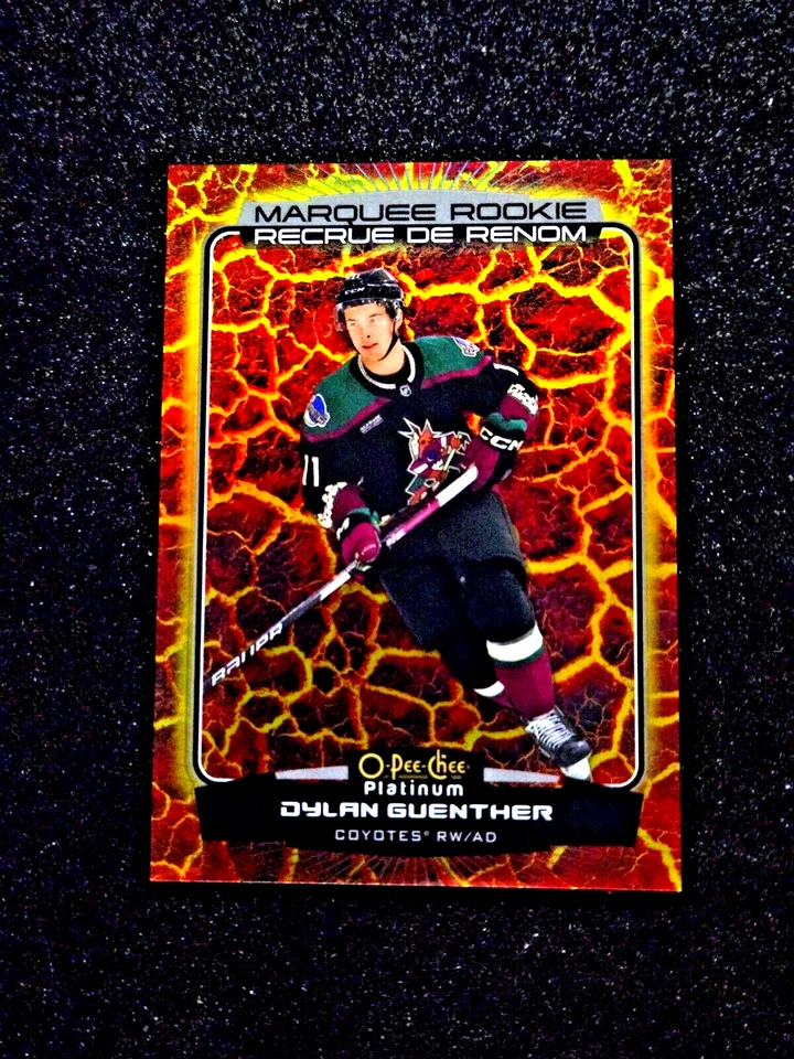 DYLAN GUENTHER 2022-23 O-Pee-Chee Platinum Marquee Rookie HOT MAGMA /499 P-DG - Image 4 of 4
