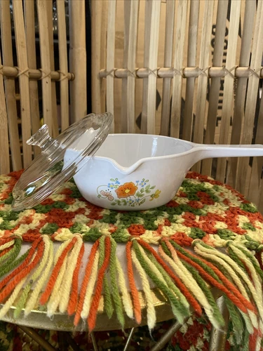 SALE Vtg Kitschy Grannycore Corning Ware Wildflower P-89-B  Sauce Pan Pyrex lid