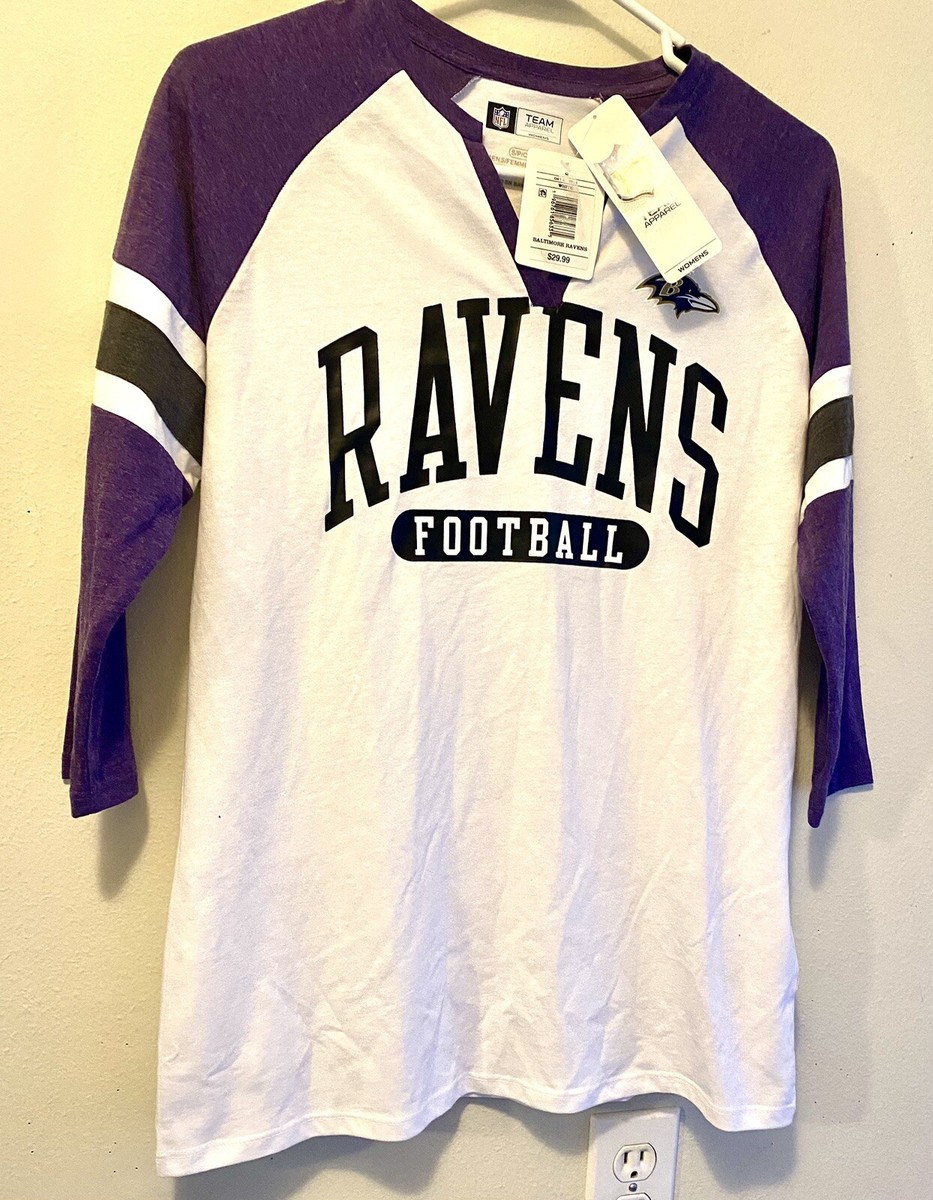 Women's Ravens Football Team Apparel T Shirt 3/4 Sleeves Adult