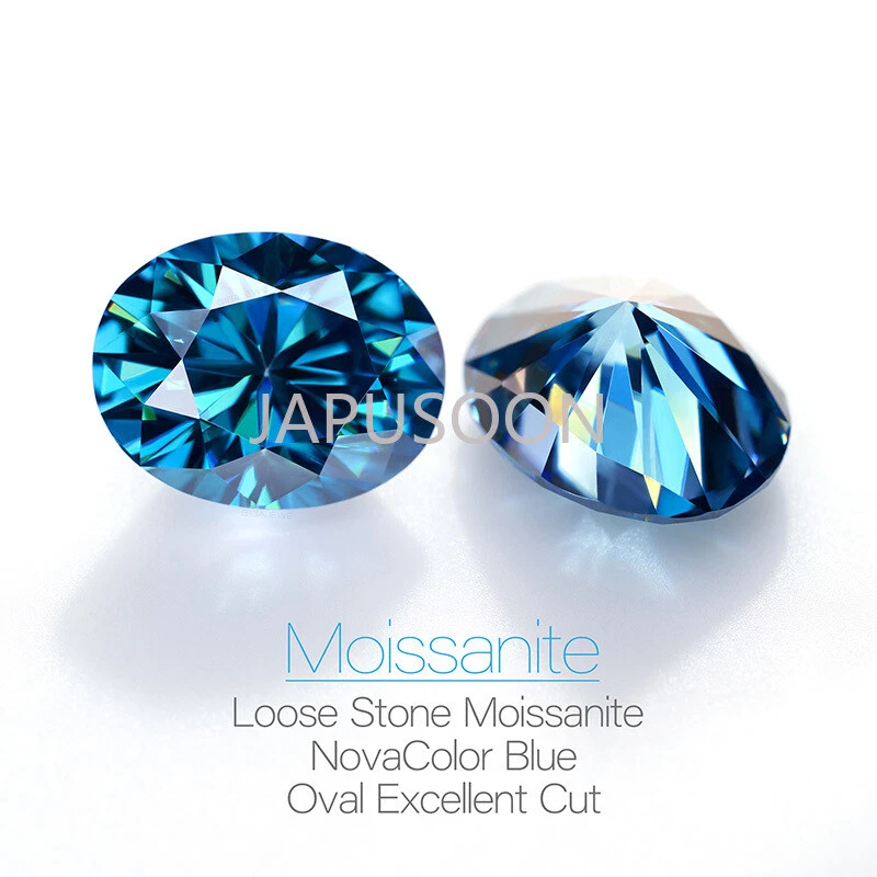 1~5ct VVS1 natural blue Oval Excellent Cut Moissanite Loose Gemstones & GRA  - Image 2 of 4