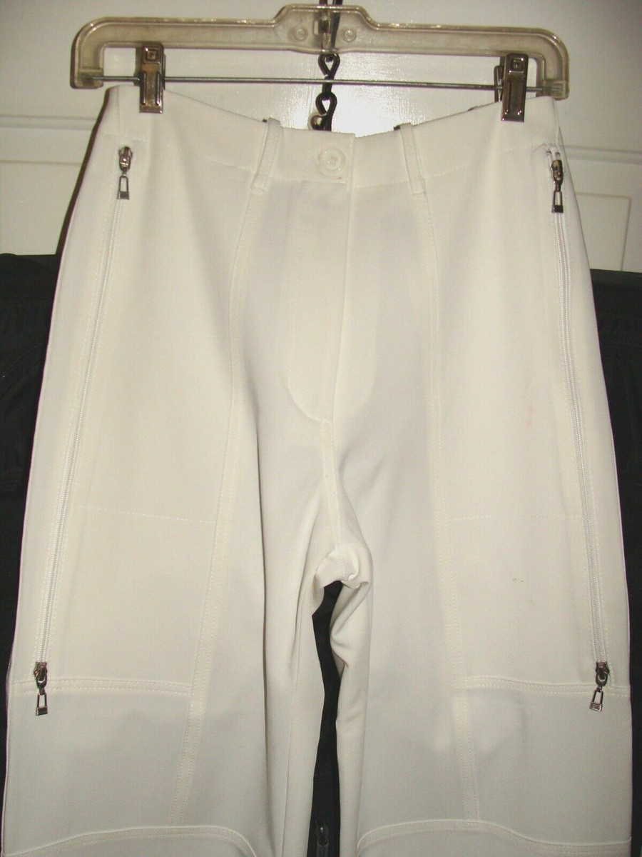 Cap Sud Paris France White Poly Blend Wide Leg Pants & Lock Logo Zipper Size 36 View 2