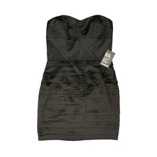 Express Dress Womens 8 Strapless Satin Little Black Back Zip Sweetheart Mini