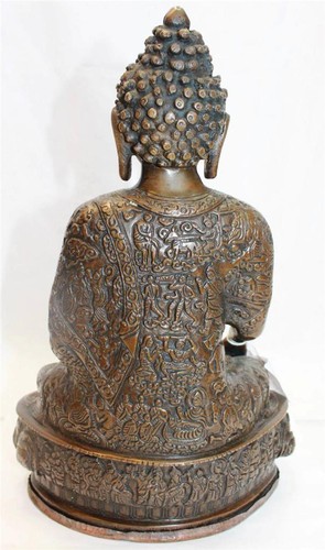 F644 Beautiful Brass Statue of Shakyamunii Buddha 12.75" Tall, Made in Nepal - Picture 6 of 9