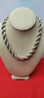 Mexican Rope Chain TAXCO MEXICAN 925 STERLING SILVER THICK HEAVY ROPED BAND CHAIN NECKLACE ...