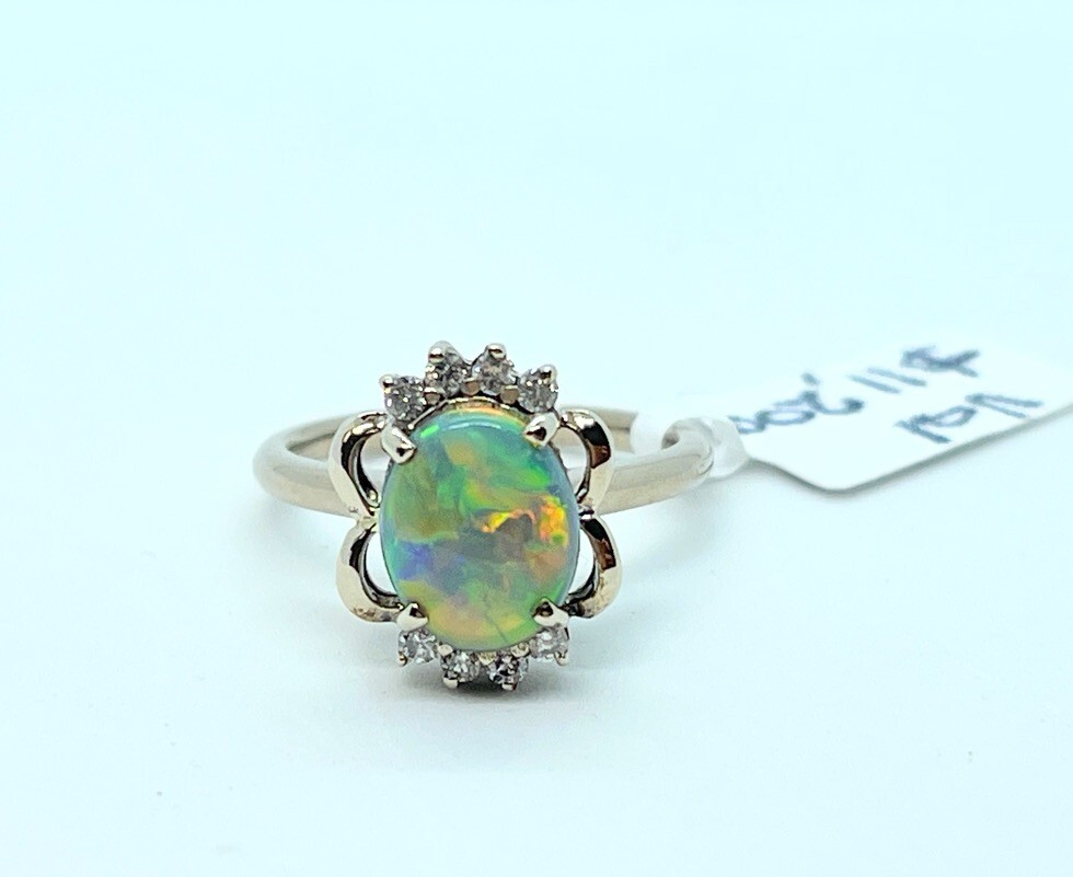 RARE HARLEQUIN PATTERN SOLID SEMI BLACK OPAL RING… - image 1