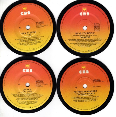 Vinyl Record Coasters – Set of 4 CBS Orange Label – inc. Men At Work - Picture 2 of 2