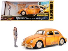 VW BEETLE WEATHERED YELLOW W/CHARLIE FIGURE "BUMBLEBEE" MOVIE 1/24 BY JADA 30114