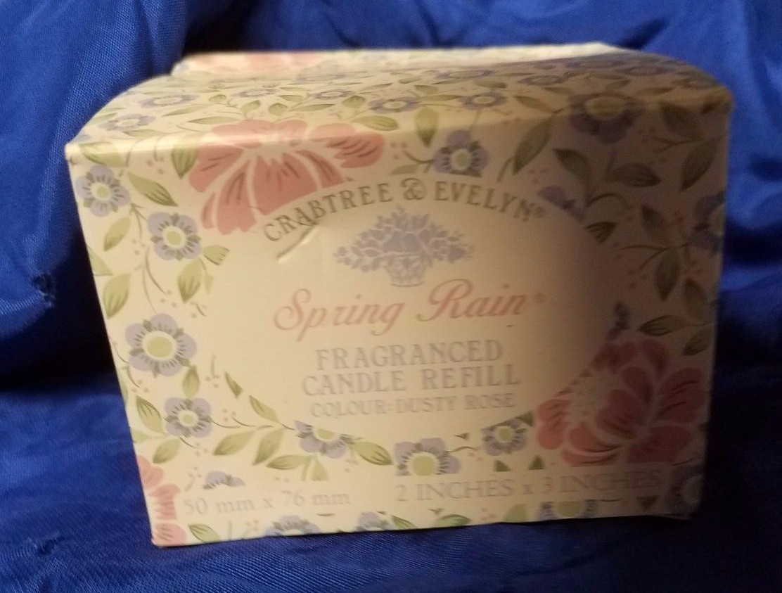 NEW CRABTREE & EVELYN SPRING RAIN FRAGRANCED CANDLE REFILL DUSTY ROSE