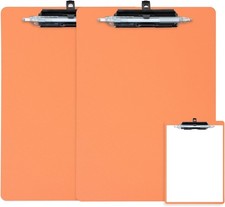 Orange Clipboard with Pen Holder, 2 Pack Plastic Clipboard with Low Profile Meta