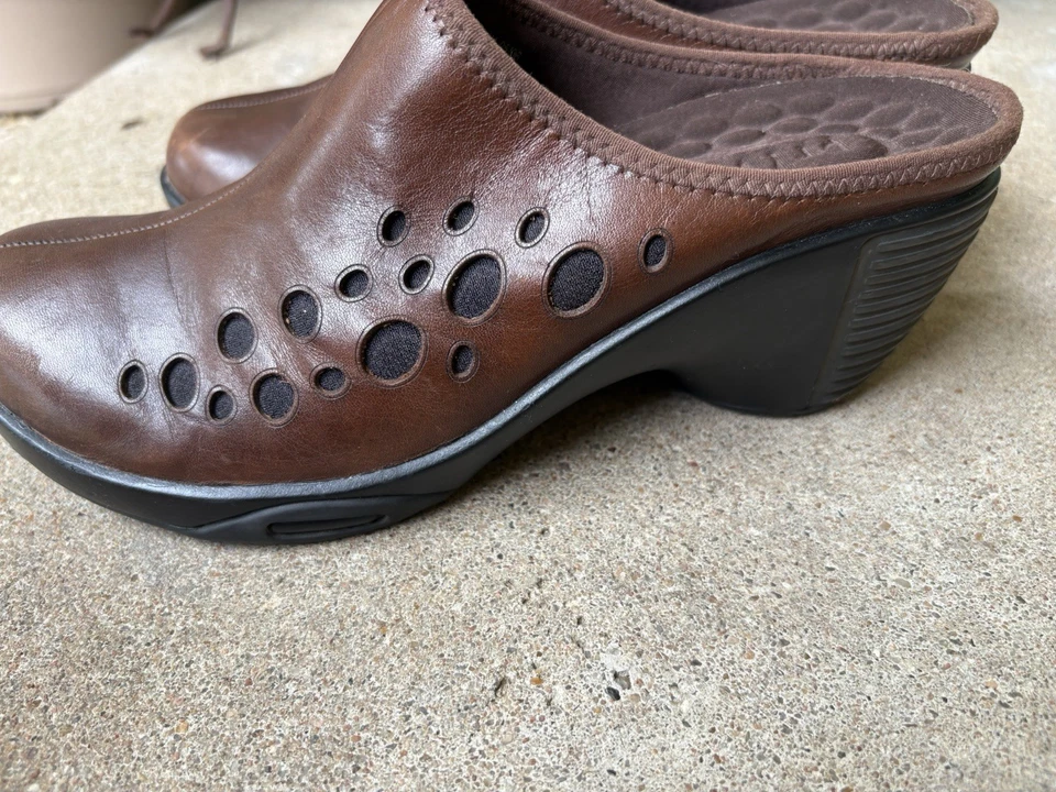 Zapatos Privo by Clarks para mujer 7M zuecos mulas cuñas sin cordones cuero marrón Foto 4 de 4