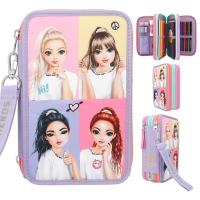 TOPModel 3-Fach Federtasche SNAP SHOTS - gefülltes Schulmäppchen für Mädchen
