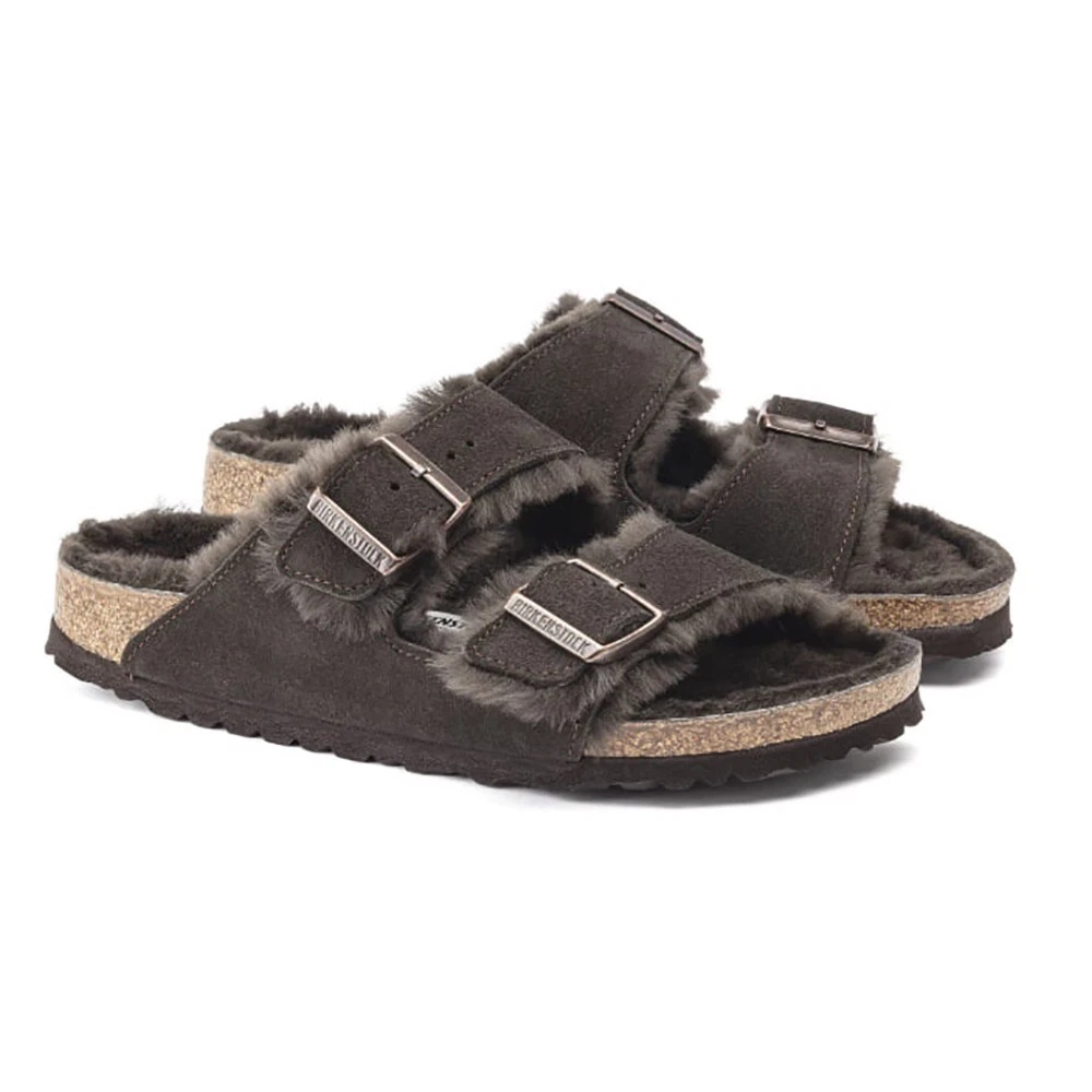 Birkenstock Arizona Shearling Suede Leather Unisex Sandals - Mocha
