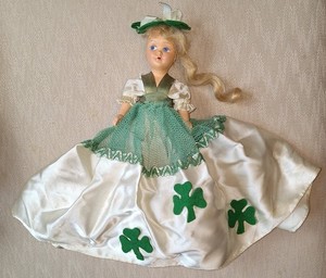 Vintage 1940's Irish Shamrock Marcie Doll Bisque 7"