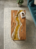 Handmade Live Edge Epoxy River Coffee Table Solid Wood Resin Modern