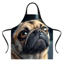 Funny Cat Apron 2 Pockets Waterproof Women Men Kitchen Cooking Garden Decor