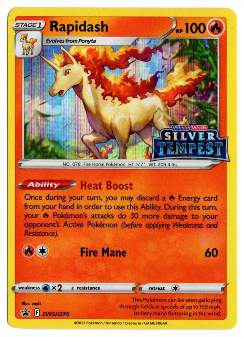[0964] LIGHTLY PLAYED Pokemon Black Star Promo SWSH270 Rapidash SILVER TEMPEST