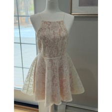 Windsor Ivory Lace Fit and Flare Dress Blush Lining Spaghetti Strap L