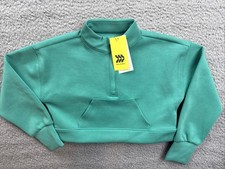 All in Motion Girls XS 4/5 Teal Green Airy Sleek 1/4 Zip Pullover Sweatshirt
