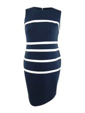 Tommy Hilfiger Women's Plus Pique-Knit Striped Sheath Dress