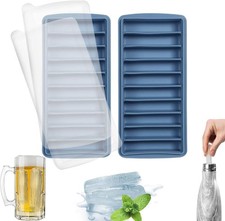 Eisw&uuml;rfelform Silikon BPA-frei mit Deckel 10 F&auml;cher Blau f&uuml;r Cocktails Whiskey