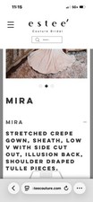 Estee Couture Bridal Mira Sheath Wedding Dress Ivory Crepe Illusion Back Train