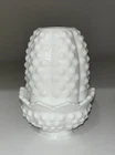 VINTAGE FENTON White Milk Glass Hobnail FAIRY LAMP LIGHT 4.5" AS IS